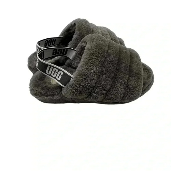 UGG fluff yeah grey platformm shearling sandals slippers size 7 - Picture 3 of 8